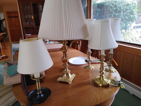 (5) Brass Candlestick Style Electric Table Lamps