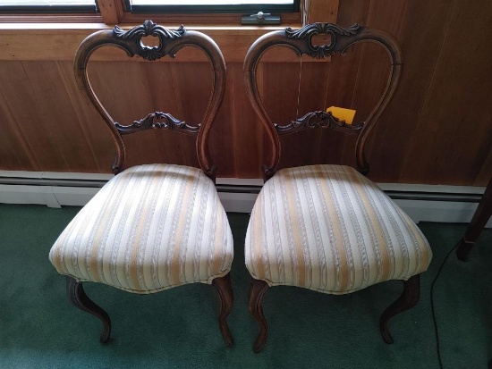 (2) Antique Upholstered Seat Dining Chairs