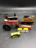 Lot of Metal and Plastic Trains, Tractor, etc