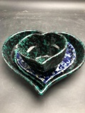 (4) Heart Shaped Bennington Pottery Dishes