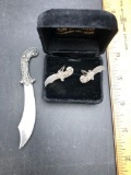 (3 )Piece Sterling Brooch and Earring Set w/ Scimitars