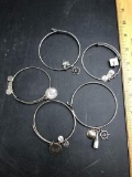 (5) Alex and Ani Bracelets With Charms