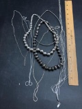 (5) Sterling Necklaces including Beads, Liquid Metal Etc