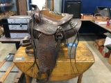 Bona Allen Western Saddle, Tooled Leather, Conchos, Stirrups and Straps