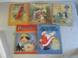 (5) Large Size 1940s Childrens Books, Saalfield and Disney Publishers