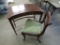 Antique Curved Mahogany Dressing Table with Drawer and Side Chair