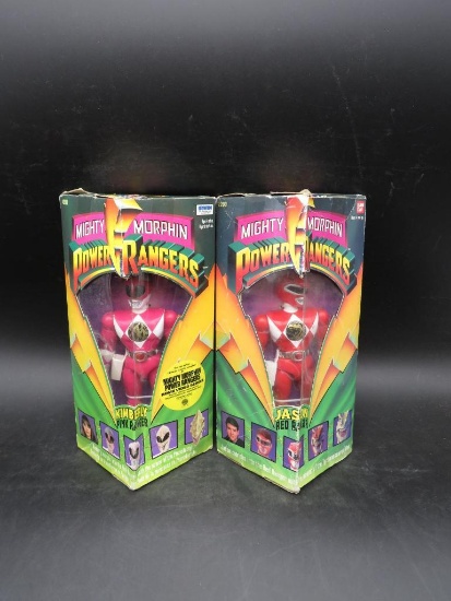 Lot of (2) 1993/1994 original Red & Pink Power Rangers new in box w/ wear.
