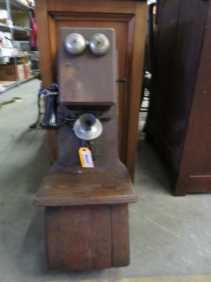 Antique Century Telephone Construction Co. Oak Fiddleback Wall Phone