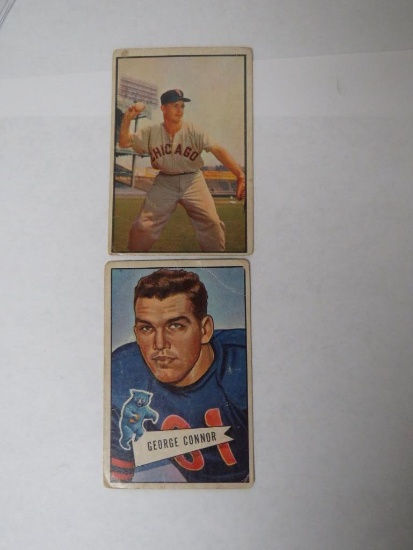 1952 Bowman Football; George Connor #19 & 1952 Bowman Color; Nelson "Nellie" Fox #18