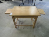 Chippendale Style Oak End Table with slide outs