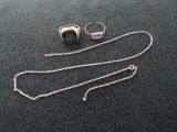 10K Yellow Gold Skidmore College Intaglio Ring and Broken Neck Chain
