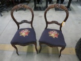 Pair of Carved Walnut Victorian Side Chairs