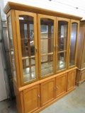 Lighted Oak Glass Door Cupboard