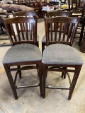 (4) Upholstered Seat Hardwood Bar Stools