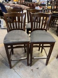 (4) Upholstered Seat Hardwood Bar Stools