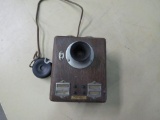 Antique Western Electric Oak Box Wall Mount Intercom