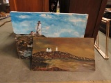 (2) Vintage Murray Snyder Oil Paintings depicting Light Houses