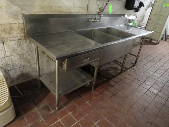 Stainless Steel 2-Bay Pot Sink w/ 2 Drainboards