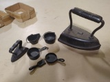 (5) Cast Iron Salesman Samples & Sad Iron