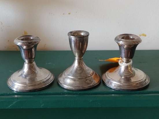 (3) Sterling Candle Holders