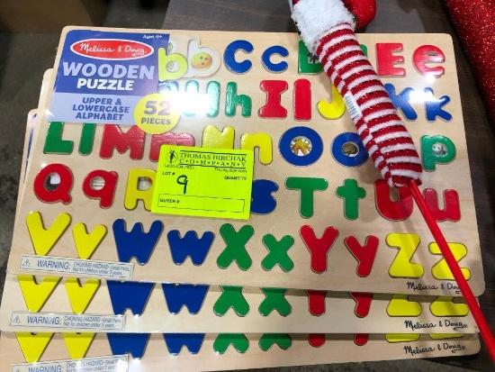 (300+/-) Stocking Stuffer Items & (2) Melissa & Doug Wood Alphabet Puzzles