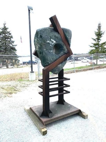 John Matusz, Waitsfield, VT, original welded steel and stone sculpture