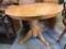 Round Oak Style Table With 1 Leaf & (4) Oak Bow Back Chairs