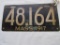 1917 Massachusetts License Plate 48,164