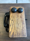 Wood Wall Mount Hand Crank Ringer Box With Phone