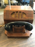 Wood Hand Crank Desk Phone