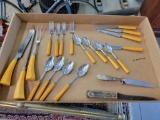 Molly Pitcher Set of 4 Piece Serving Ware w/ Bakelite handles & 3 Serving Pieces