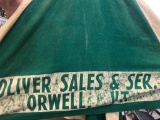 Vintage Oliver Sales & Service Orwell, VT Tractor Sun Umbrella With A Snowed TU Umbrella Stand