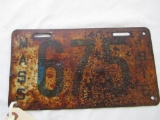 1916 Massachusetts License Plate 675
