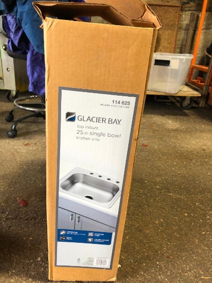 NIB Glacier Bay Top Mount 25" Single Bowl Kitchen Sink