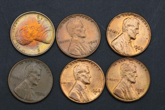 High Grade 1910-S Lincoln Cent & (5) Others