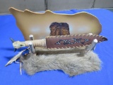 Native American Style Fixed Blade Knife with display stand