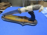Eagle Pommel Fixed Blade Knife with display stand
