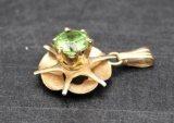 14K Yellow Gold Pendant with 5.45mm Round Cut Emerald