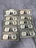 (10) 1957 U.S. $1.00 Silver Certificates