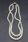 Two Strand Graduated Faux Pearl Necklace