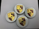 (4) Silver Porsche Wheel Center Caps