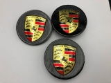 (3) Black Porsche Wheel Center Caps