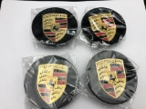 (4) Black Porsche Wheel Center Caps