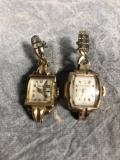 (2) Vintage GF Ladies Wrist Watches made into Earrings