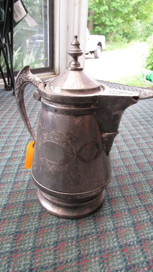 14" Silver Plate with Porcelain Lined Water Pitcher