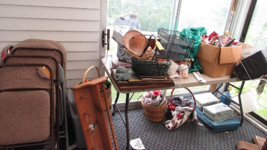 Misc. Baskets, Christmas Item on Top & Below Table