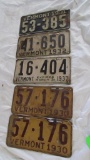 (3) Individual & (1) Matching Vermont License Plate Sets