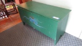 Green Painted 6 Board Blanket Chest