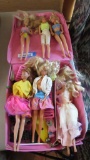 (6) 1966 Barbie Dolls with Travel Case