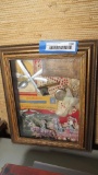 Wall Mounted Shadow Box with Antique Ephemera